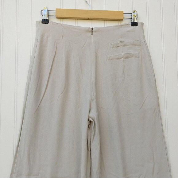 NOR Denmark Wide Leg Sailor Pants Size 2 Tan Button Front Viscose Lagenlook - Picture 6 of 10